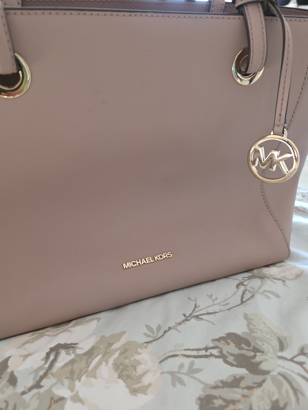 Michael Kors Pale Pink Leather Tote with Gold Hardware